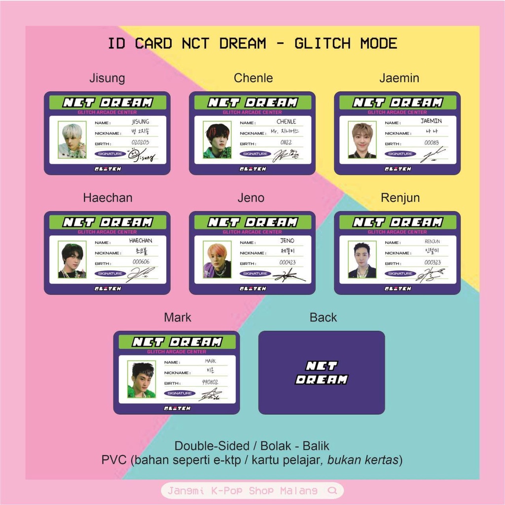 ID Card NCT Dream - Glitch Mode | NCT Dream Glitch Mode | Fankit NCT | Paket NCT | Merchandise NCT |