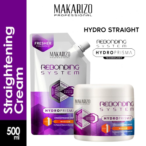 ★ BB ★ Makarizo Professional Rebonding System HydroPrisma Straightening Cream - Pouch 500ml - Jar 500ml - Step 1 - Step 2