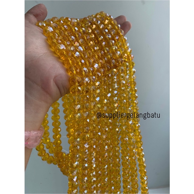 Crystal Ceko kilap 12mm yellow quartz kuarsa kuning bening kristal acc bahan kalung gelang anting strap mask kerajinan tangan craft citayam fashion week etink vintage elegan bali manik crystal