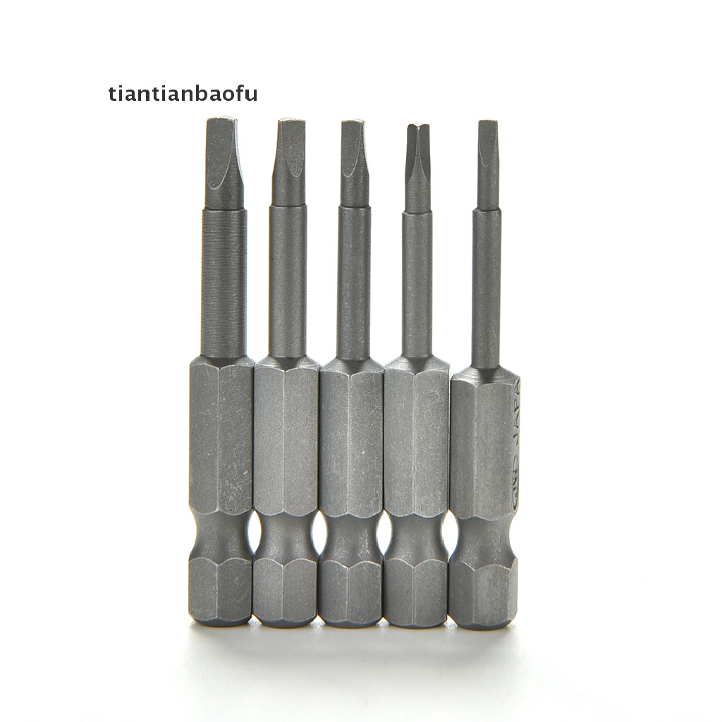 5pcs / Set Kepala Obeng Magnetik Bentuk Segitiga Bahan S2 Steel 1 / 4 Hex Shank 50mm