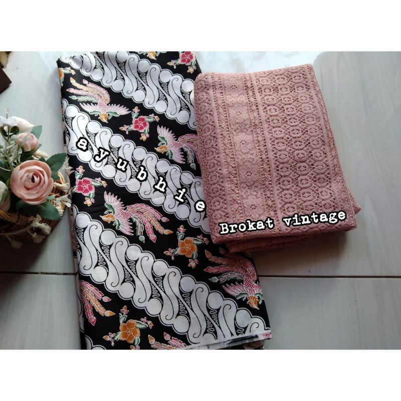 Kain Batik jarik seragaman couple bridemaids vintage brokat ori dan Tulle mutiara