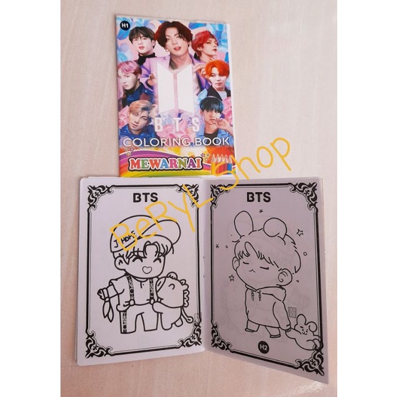 Buku Mewarnai karakter Bts,Frozen,Uk10x6Cm 4Lembar
