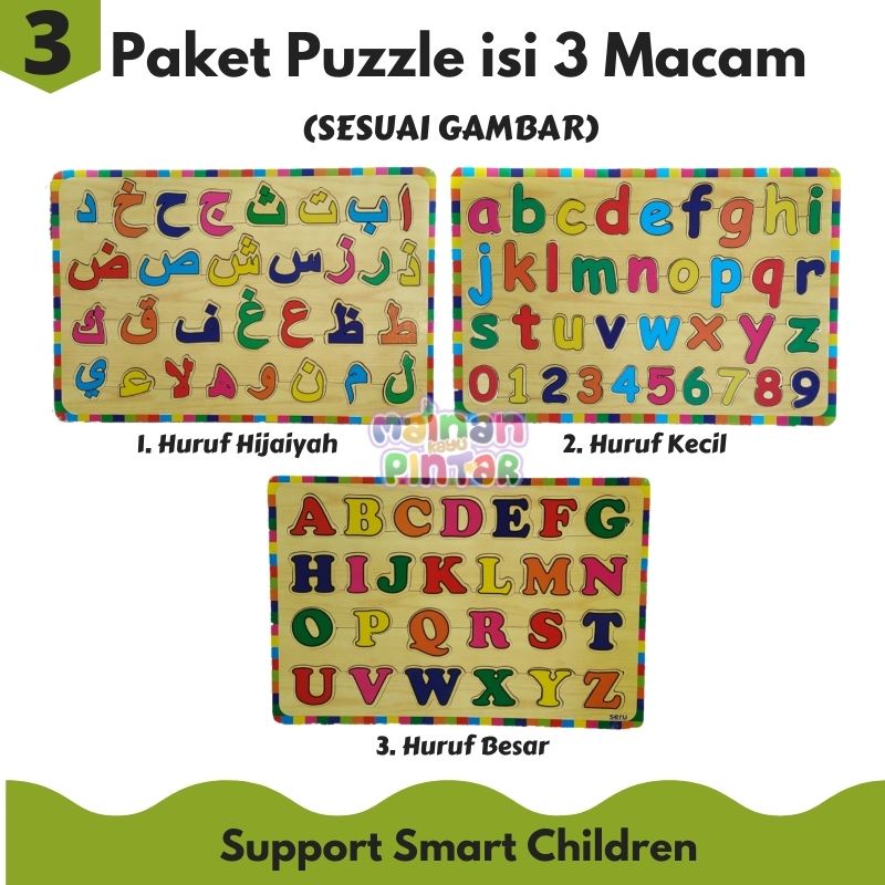 Puzzle Kayu Mainan Kayu Pintar Paket Isi 3 Dan Isi 4 Bisa COD