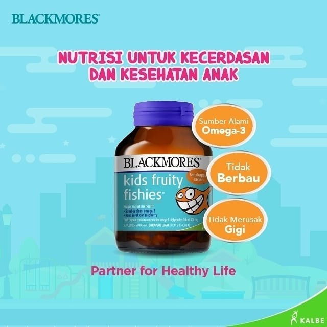 BLACKMORES Koala KIDS STUDY BUDDY / FRUITY FISHIES / Fish BPOM KALBE 30 Kapsul (omega 3 vitamin anak) LAWAN CORONA