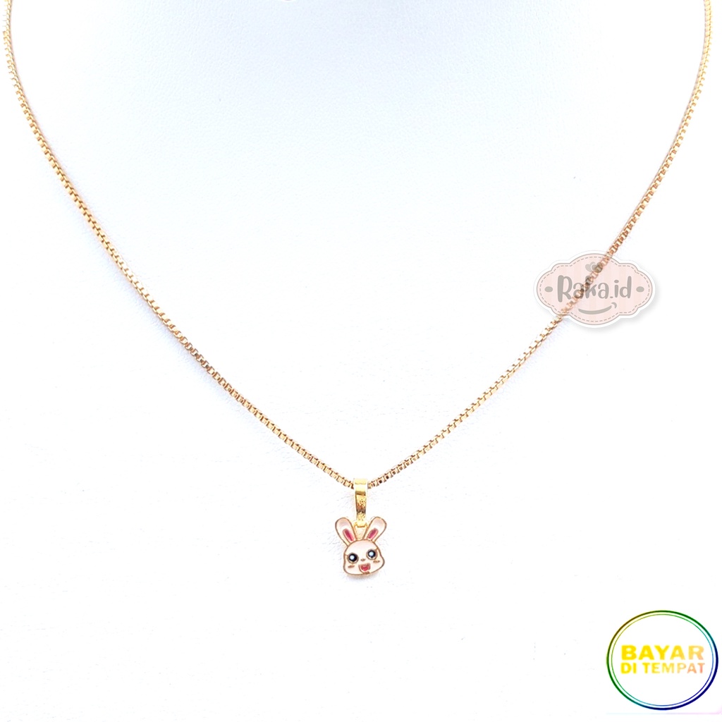 Kalung Anak Rantai Italy Motif Rabbit Kelinci Pink Perhiasan Cantik Anak Lapis Emas 18k 818