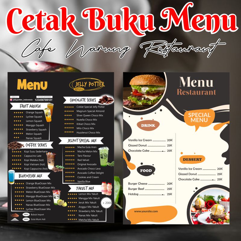 Jual Cetak Buku Menu Cafe Restoran Custom Desain Shopee Indonesia