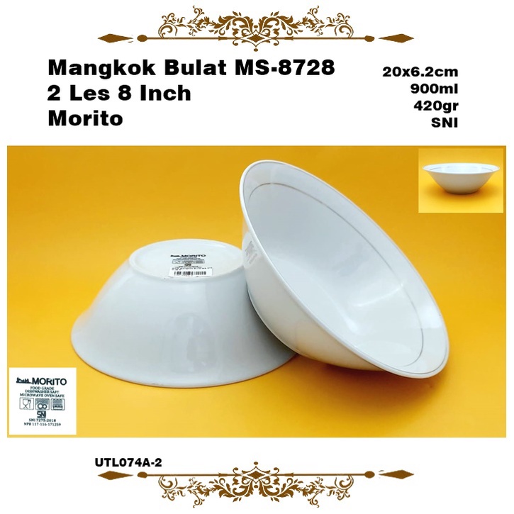 Mangkok Keramik Bulat 2Les MS-8728/Mahkota MS-8758 2 8 Inch Morito  SNI