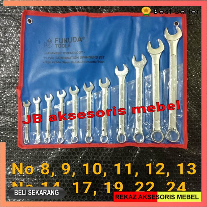 KUNCI RING PAS SET 11pcs FUKUDA / COMBINATION SPANNER PERSET 11 pcs