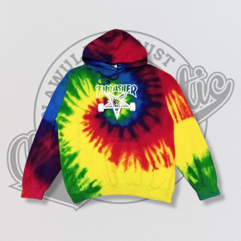 Hoodie Thrasher Skate Goat Rainbow Tie Dye Size