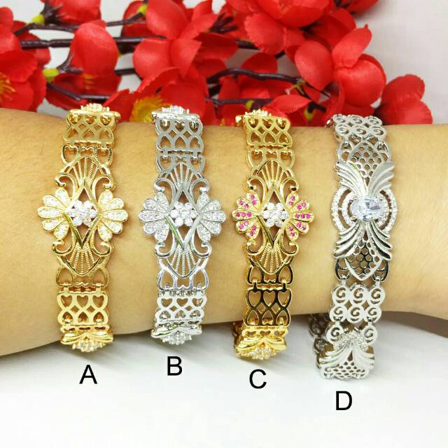 Gelang Pesta Xuping Batu Putih Elegan Lapis Emas - BB428