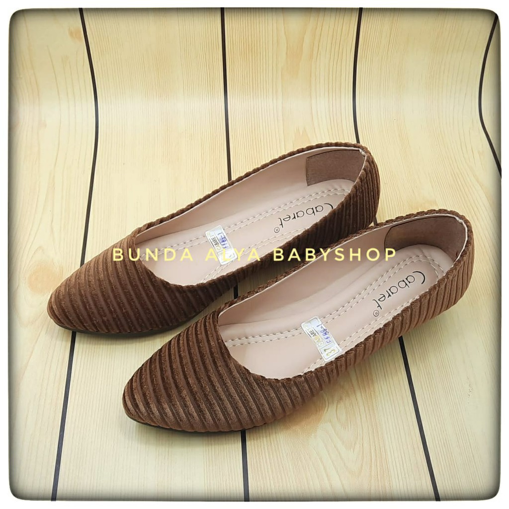 Flatshoes CABARET Premium Size 37 -  40 COKLAT - SALUR - Sepatu Wanita Dewasa Bludru