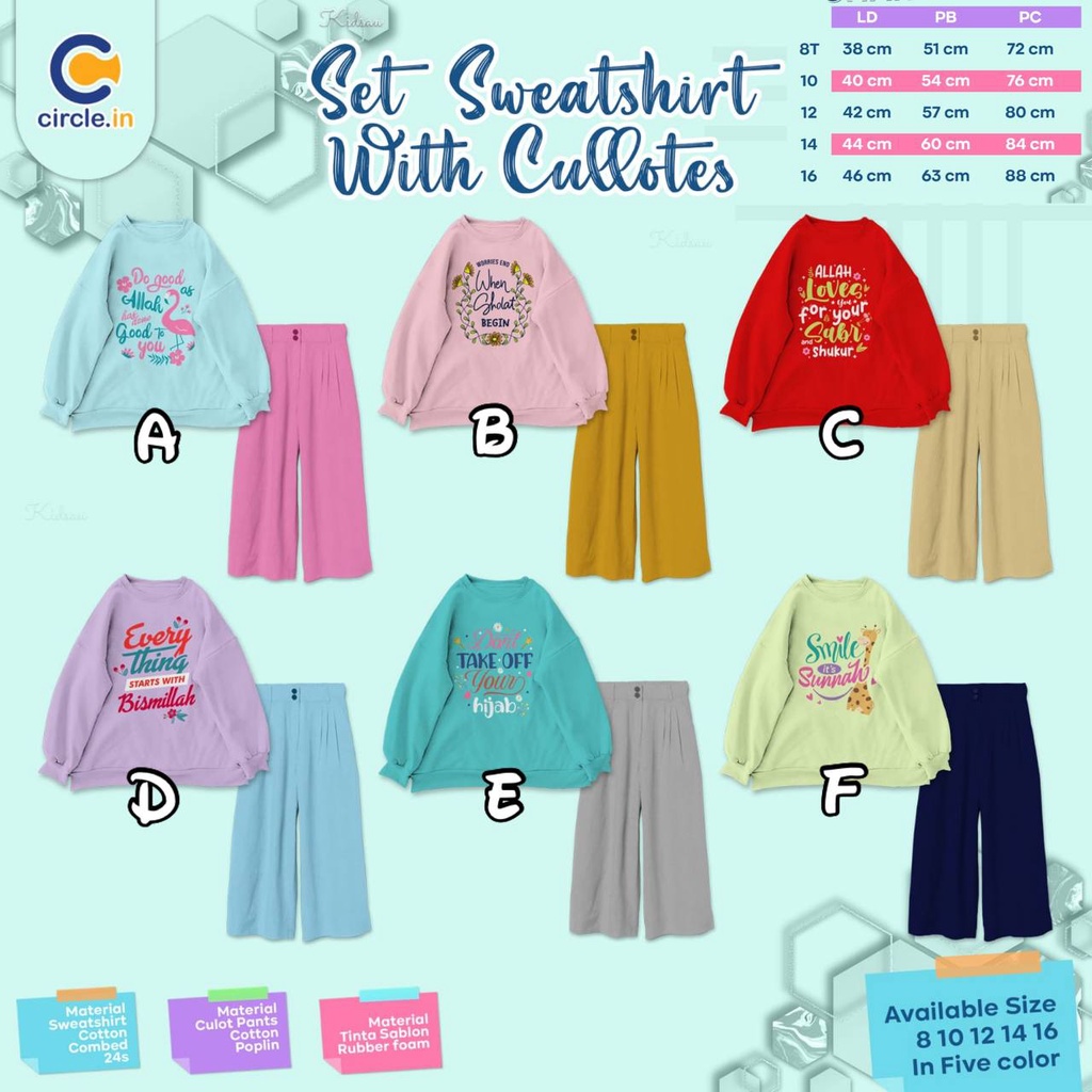 Setelan anak Sweatshirt Wit Cullotes by Circle.in