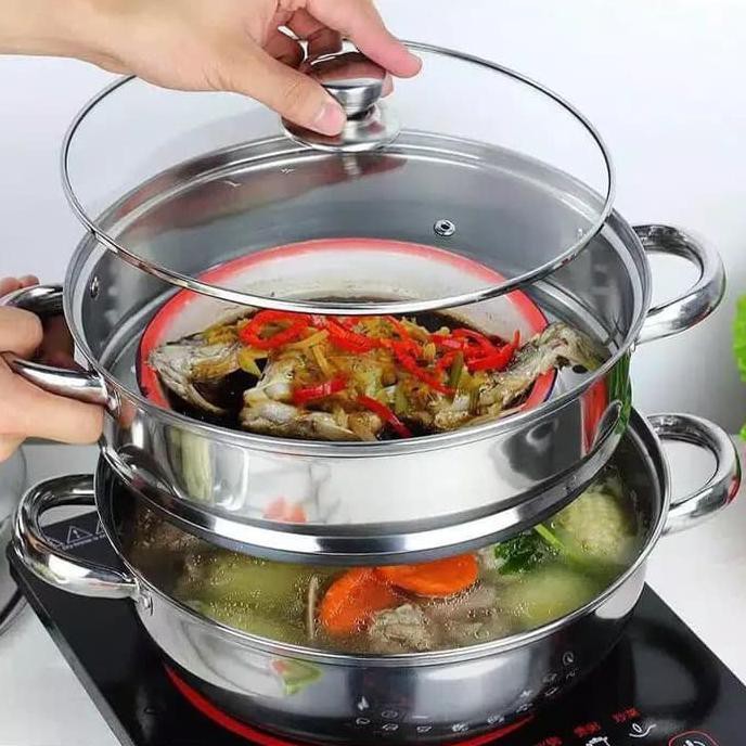 Promo terlaris  Panci Steamer Susun 3 Tingkat Kukus Tim 28cm