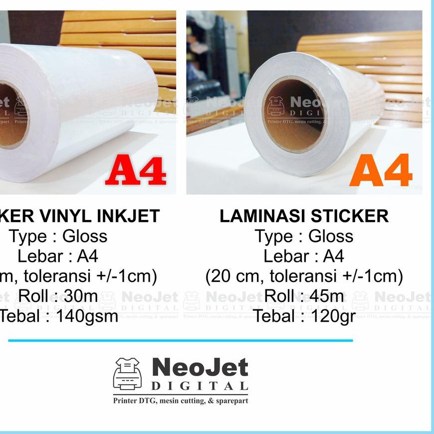 

JYQ Paket Sticker Vinyl Inkjet White Glossy + Laminasi Glossy A4 Spesial Order