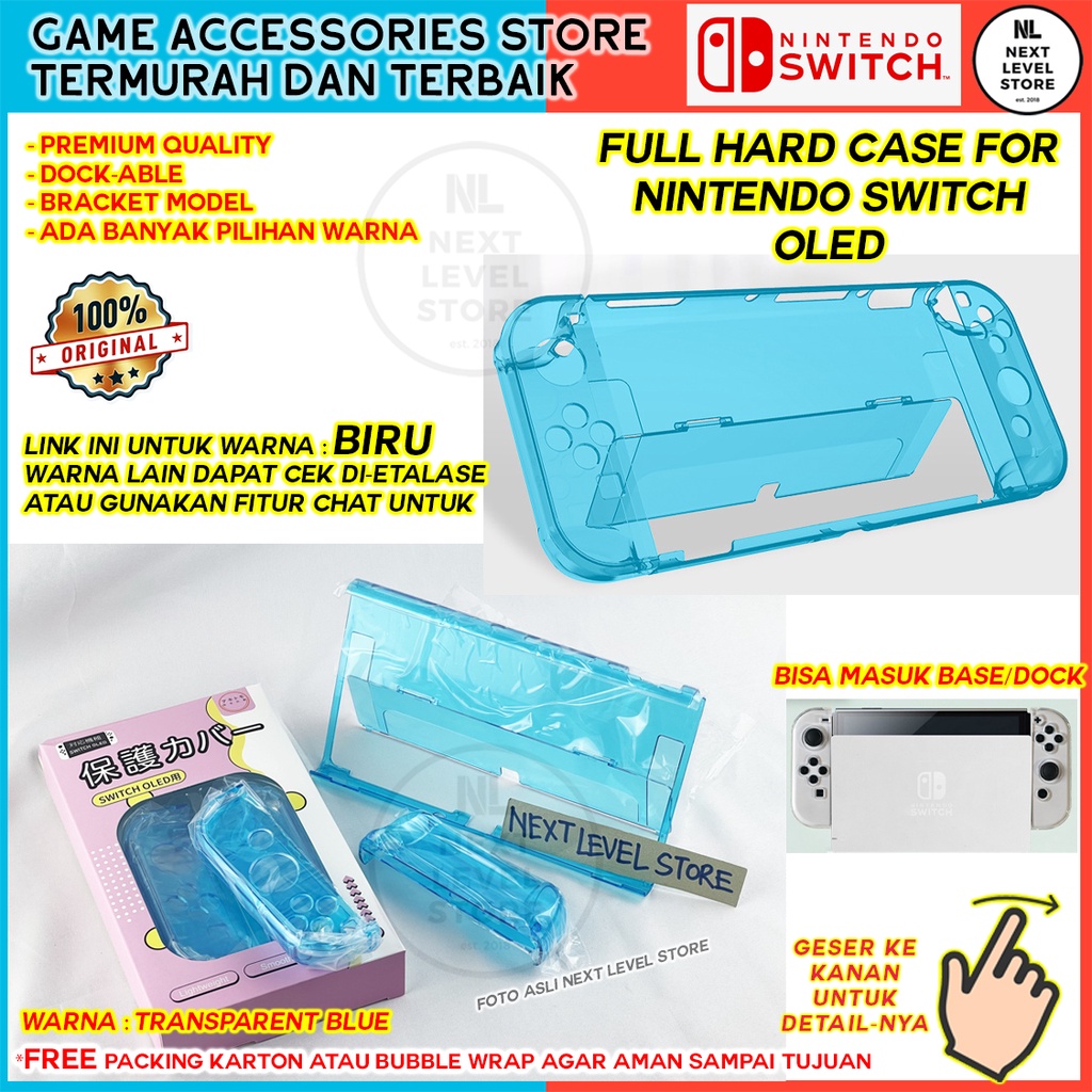 Transparent Blue - Full Hard Crystal Case Nintendo Switch OLED - Akitomo - ORIGINAL