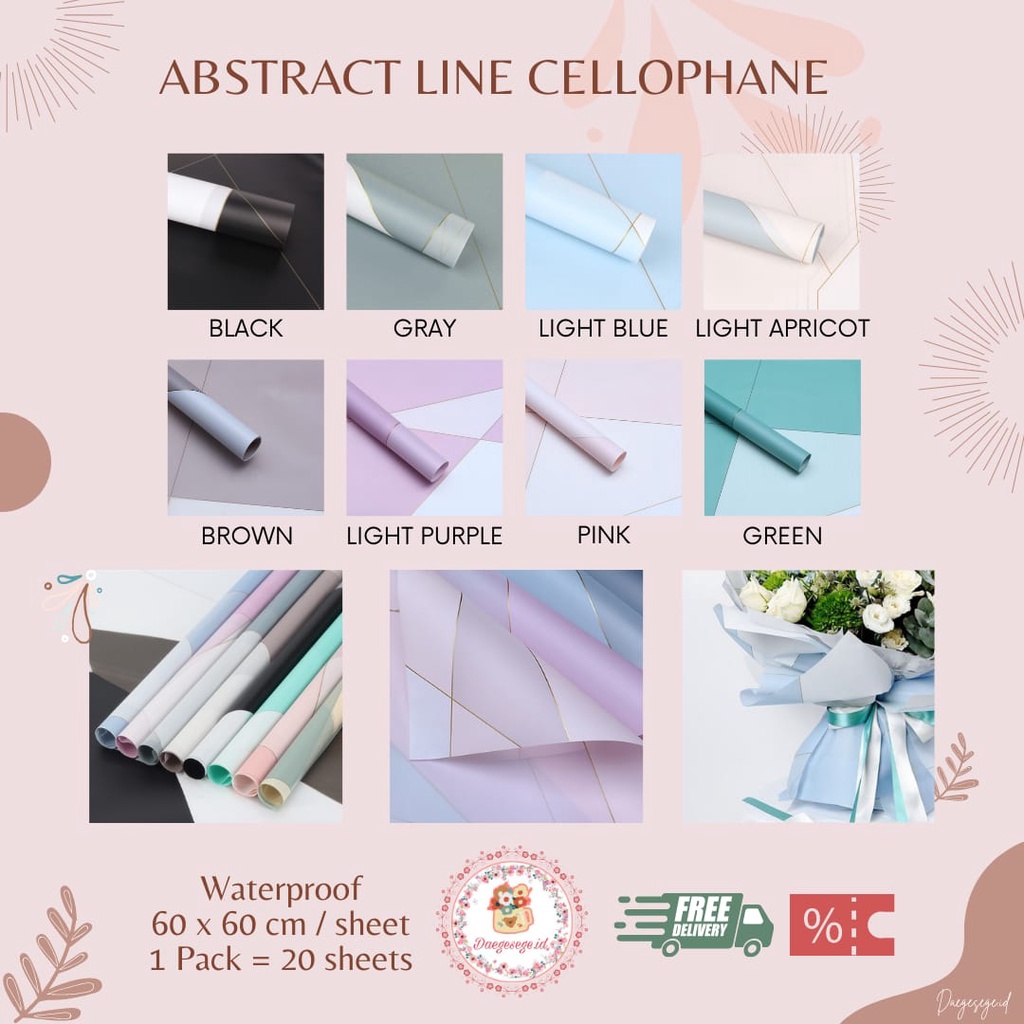 

[1 LEMBAR] FLOWER WRAPPING ABSTRACT LINE CELLOPHANE WATERPROOF ECER | FLOWER WRAP KERTAS CELLOPHANE KERTAS BUKET BUNGA HAND BOUQUET WRAPPING PAPER KERTAS KADO