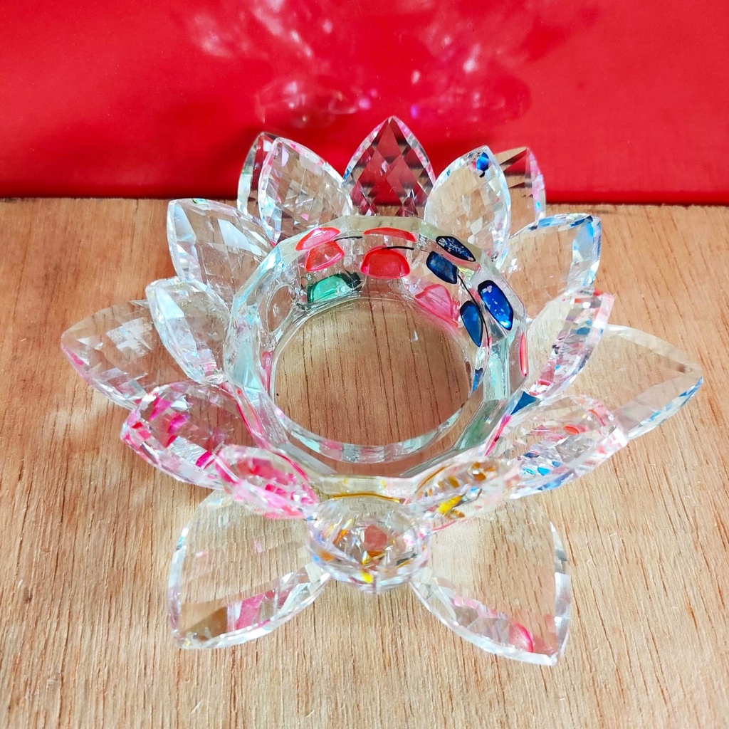 Tempat lilin tealight lilin tablet dekorasi kristal warna warni 1 pcs