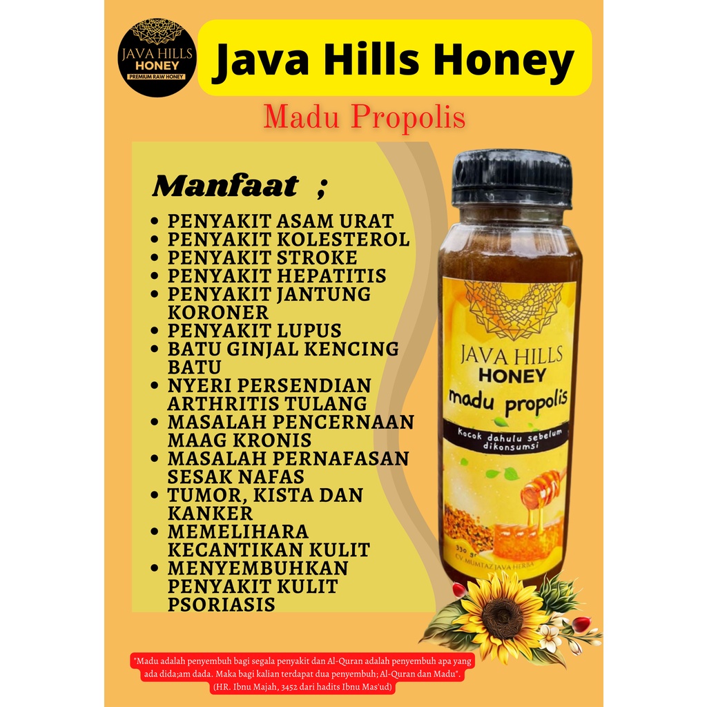 

Madu Murni 100% Propolis Row Honey Herbal Mumtaz Java Hills Premium