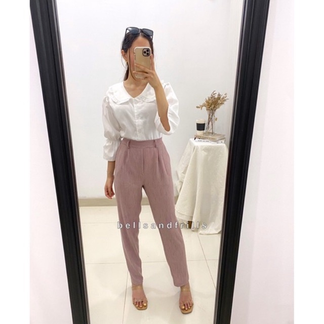 SURIL Office Knit Pants / Celana Bahan Kantor / Celana Formal Wanita Korea / Loose Knit Pants 1015