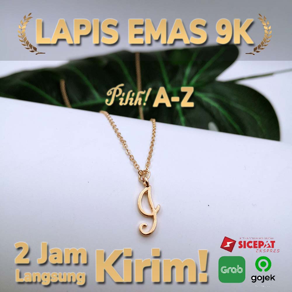 Kalung Huruf Inisial A-Z Lapis Emas 18K Kalung Fashion W IMN111-I--M74