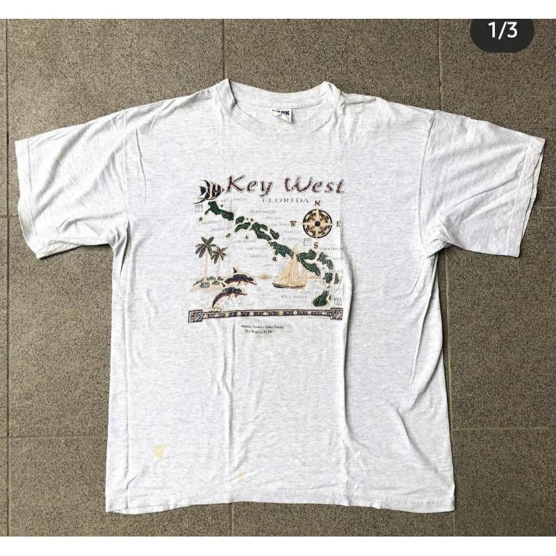 KAOS VINTAGE SECOND KAOS UNISEX KEY WEST PAKAIAN PRIA ATASAN VINTAGE BAJU VINTAGE