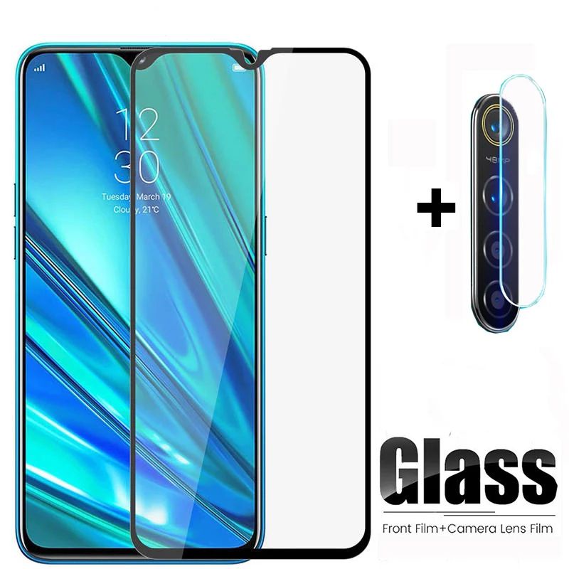 3IN1 TEMPERED GLASS LAYAR KAMERA SKIN CARBON REALME 5 PRO REALMI 5PRO TG ANTI GORES SCREEN PROTECTOR