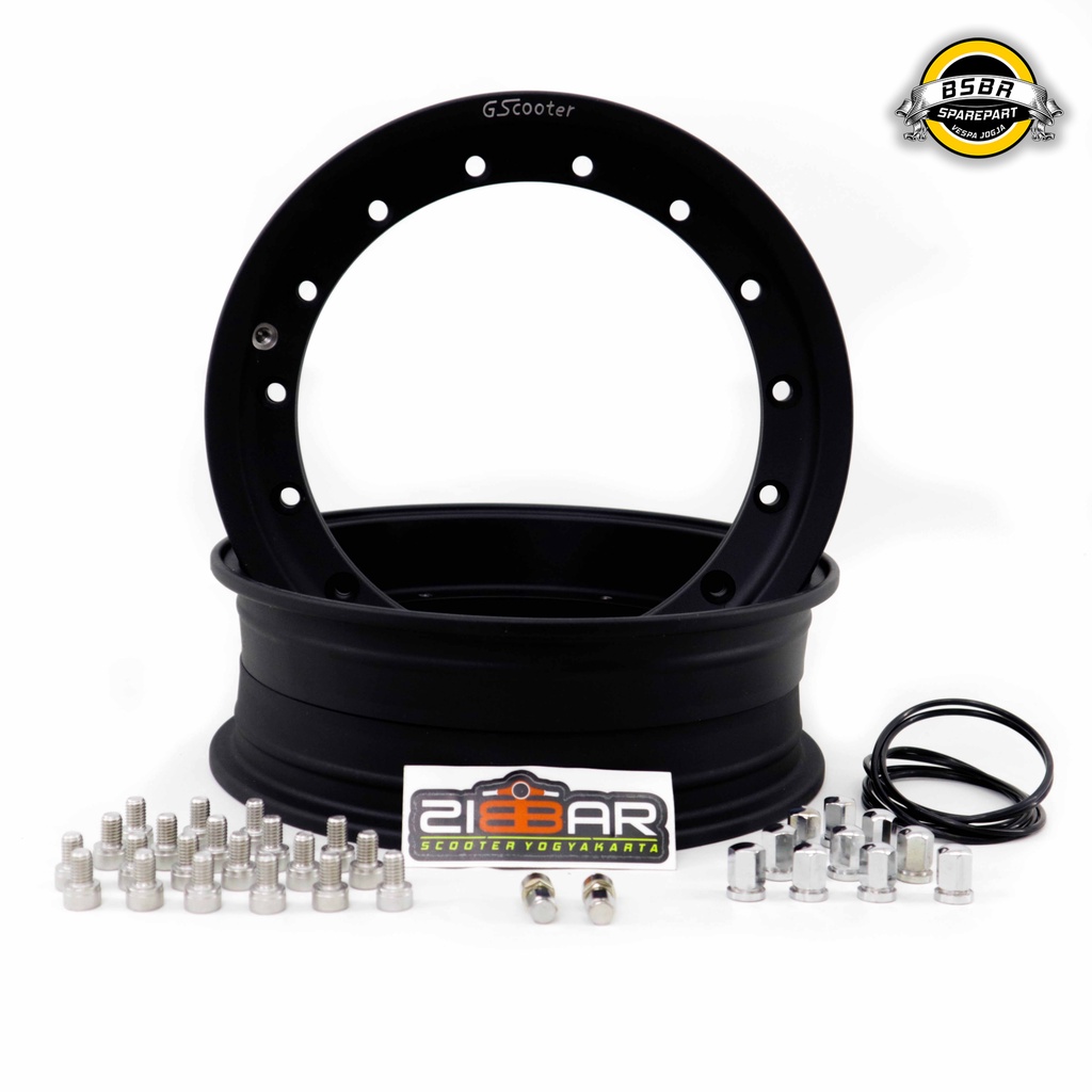 Velg Modular Tubeless Vespa Gscooter Ring 10 CNC model Black GScooter   | Sparepart Vespa Jogja