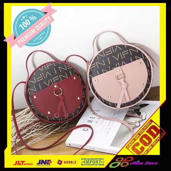 Tas Selempang Slempang Wanita Cewek Remaja Bulat Rantai Mini Import Murah Terbaru Kekinian [AS58]