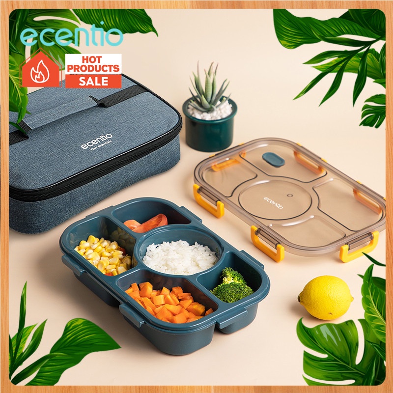 foodi kotak makan set 5 4 3 sekat 1400ml 1300ml tempat makan anak sekolah lunch box anti tumpah free