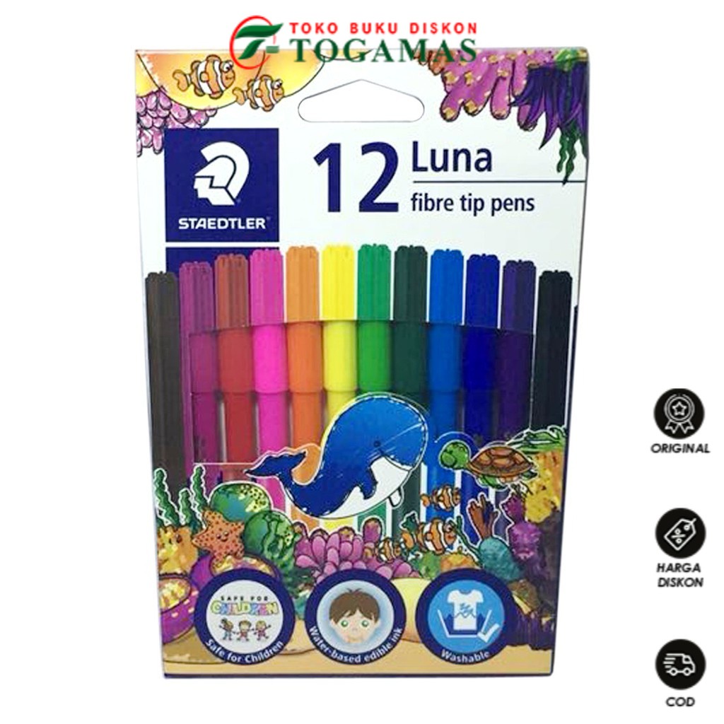 

Staedtler Luna Fibre Tip Pens Set Spidol 12 Pcs