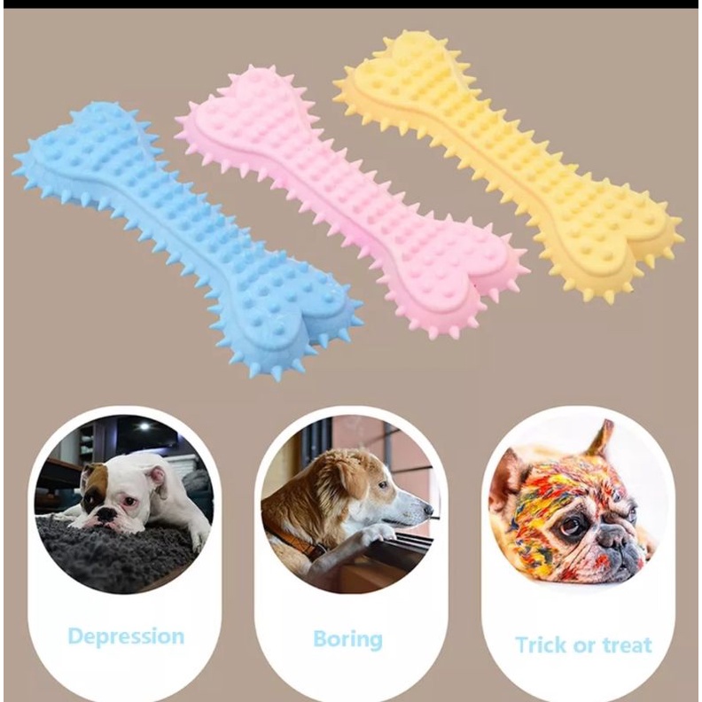 Gigitan bentuk tulang gerigi anjing karet dog puppy toys rubber bone chewing