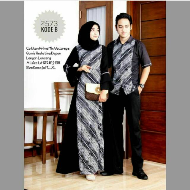 Bisa pisah  Sania Ruffle Batik Couple kombinasi monocrome