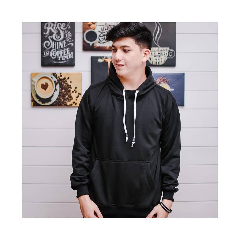 Natural Hoodie BASIC || SWEATER POLOS PRIA DAN WANITA-HITAM