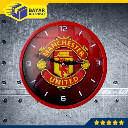 Jam Manchester United Tempel Dinding Wall Clock Sepak Bola Foot Ball Dekorasi Rumah Kantor Ruang