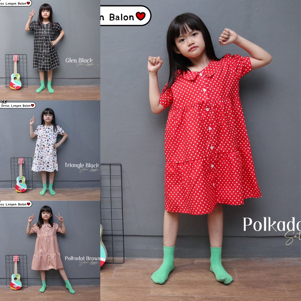 IZANY Dress Anak Lengan Balon Banyak Varian size 3 / 5 / 7