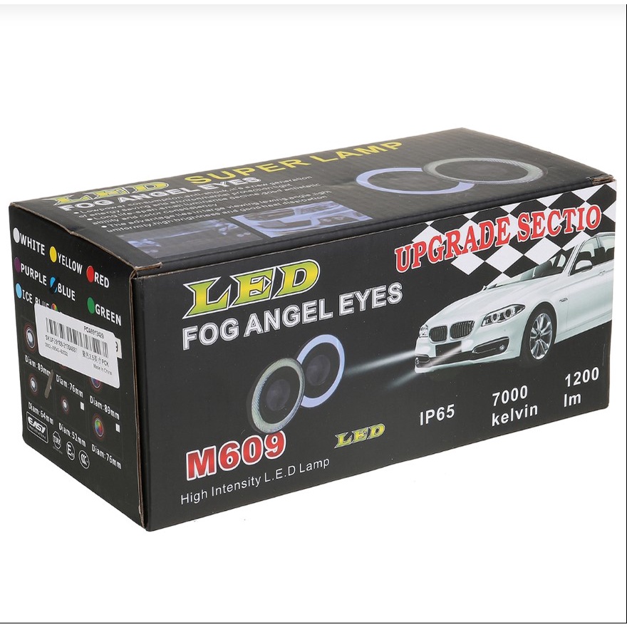 LAMPU LED FOG LAMP FOGLAMP LIGHT ANGEL ANGLE EAGLE EYES 89MM PROYEKTOR PROJECTOR UNIVERSAL M609 BANYAK WARNA RING