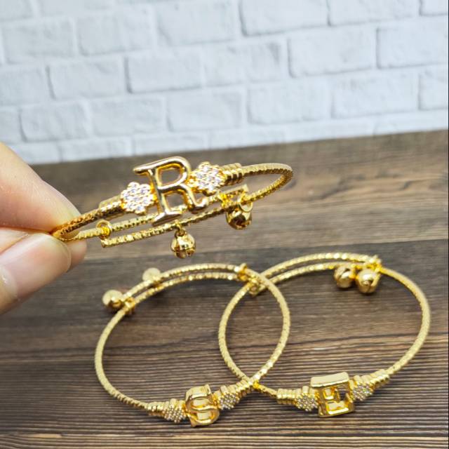 Fifi Fashion Gelang anak bangle  Abjd Lapis Emas Gold 12#