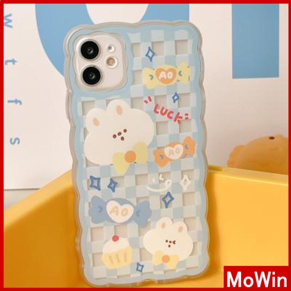 iPhone Case Silicone Soft Case Clear Case Wave Non-Slip Shockproof Camera Full Coverage Protection Bear Cute Blue For iPhone 13 Pro Max iPhone 12 Pro Max iPhone 11 iPhone 7 Plus