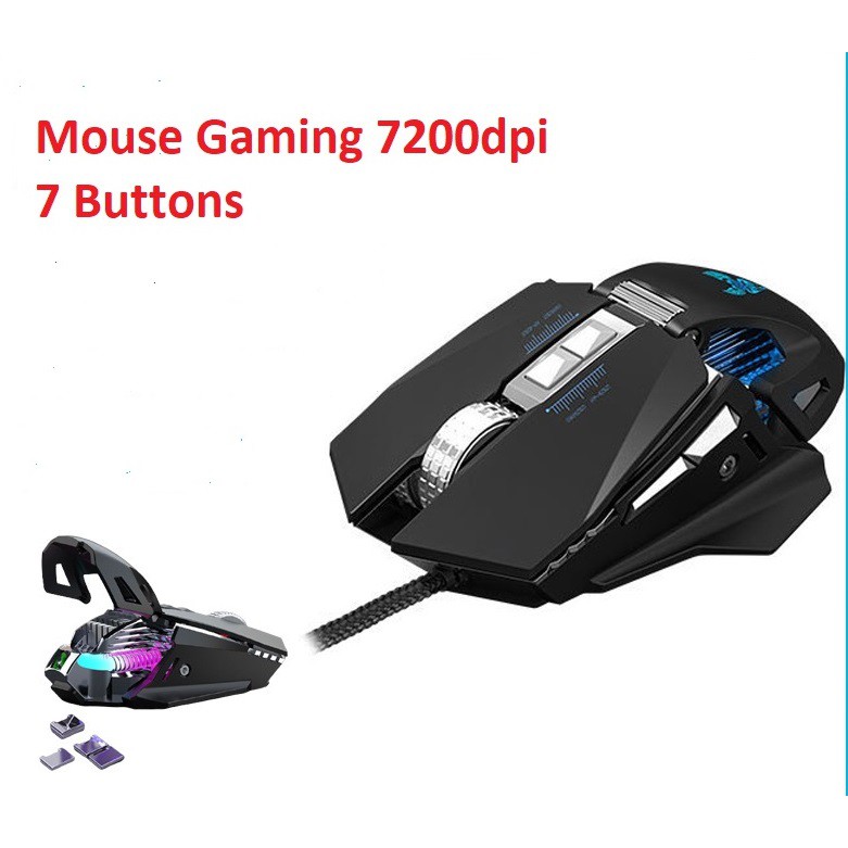 Mouse Gaming USB 7200dpi 7 Tombol Gaming Mouse Metal Wheel Design