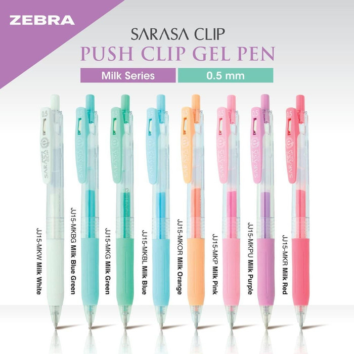 

MURAH Pulpen Gel Sarasa Clip Zebra Milky Series - 0.5 Mm - Biru