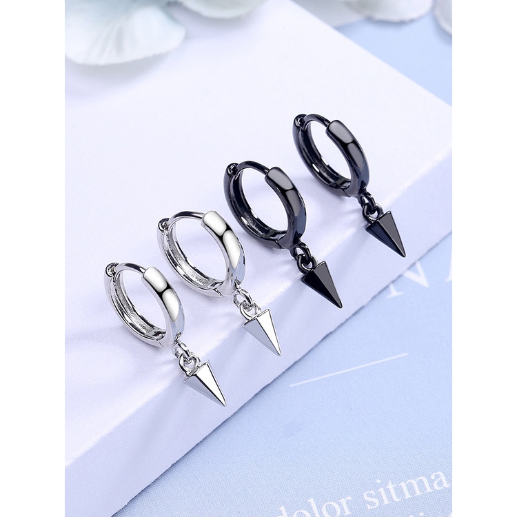 Anting Sterling Silver 925 Model Rumbai Panjang Sedang Warna Hitam Oranye Gaya Retro Untuk Wanita
