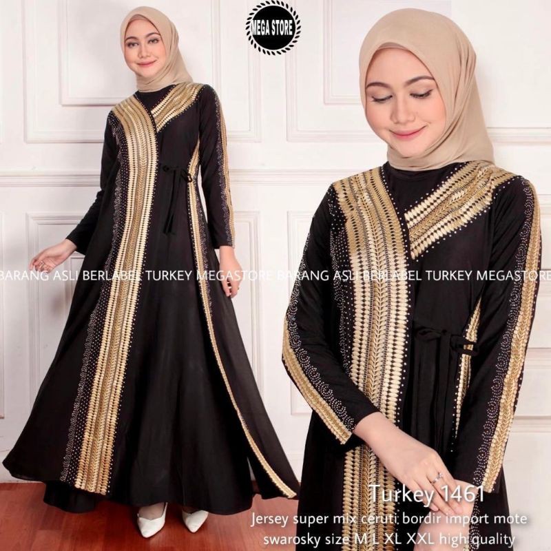 GAMIS MODERN / GAMIS TURKI / GAMIS TERBARU MURAH KEKINIAN / GAMIS  SYARI JERSEY / GAMIS HITAM BORDIR