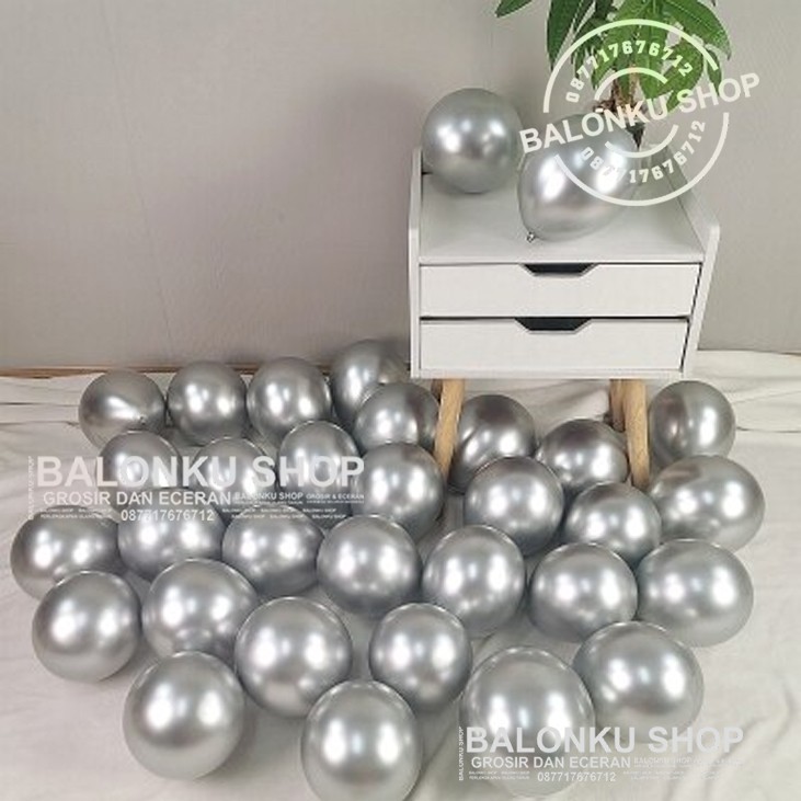 Balon Latex Chrome 5 inch Silver / Balon Chrome / Balon Latex Chrome