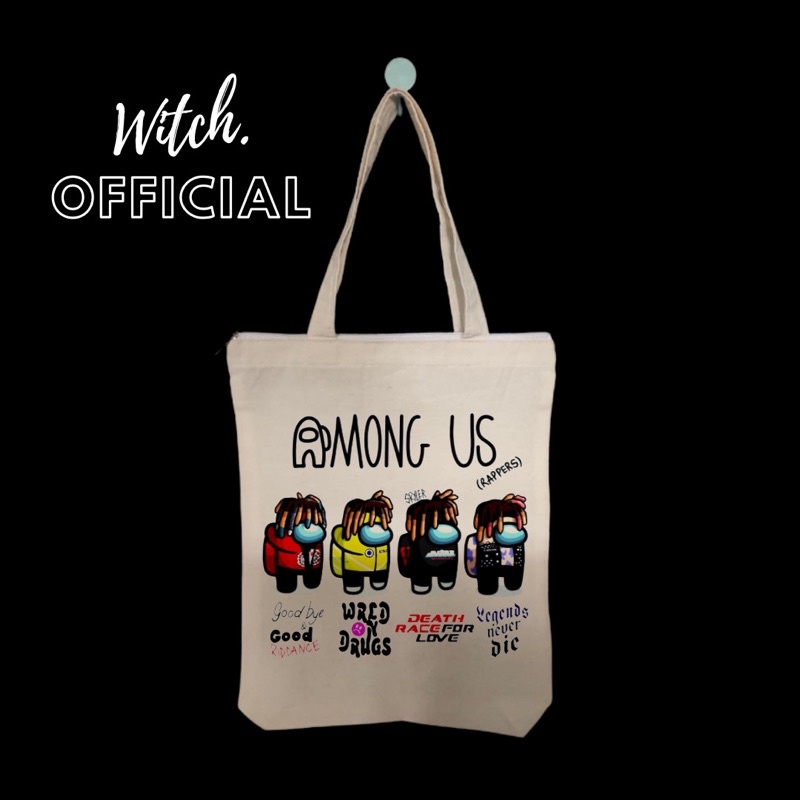 TOTE BAG JUICE WRLD Among Us Skins - Totebag Vintage Aesthetic Rap Tee - Totebag Cream Resleting Pri