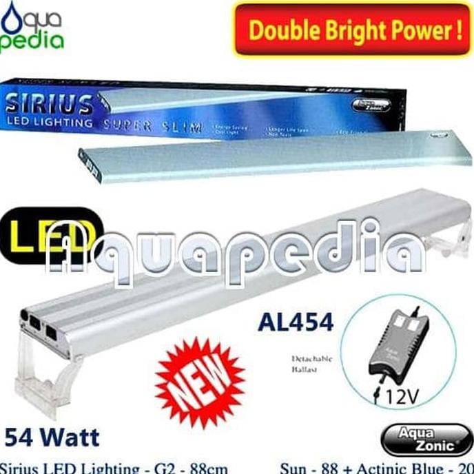 Aquazonic Sirius 90Cm Double Bright Power Super Slim Aquarium Lamp Berkualitas
