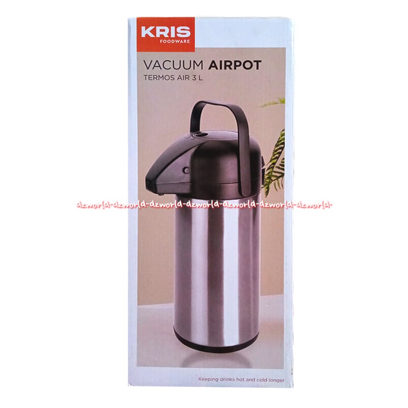 Krishome Water Airport Press 3L Tempat Air Panas Tahan Lama 9jam Stainless Steel Termos Thermos Model Press Tekan Bawah 3 Litter