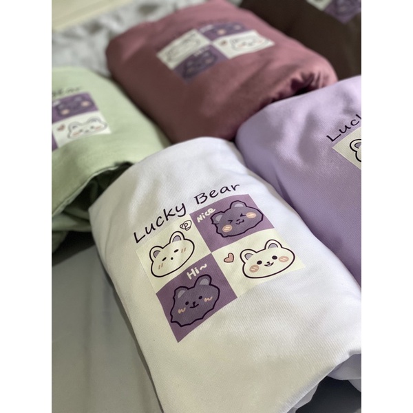 Hoodie Wanita switer k-pop korea Lucky bear fleece ORI remaja dan dewasa