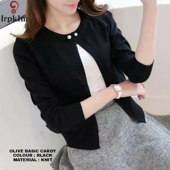 Olive basic cardigan rajut wanita -NGROS