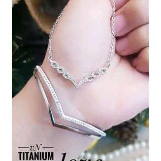 Titanium Set Perhiasan Wanita Silver Fuji 48223