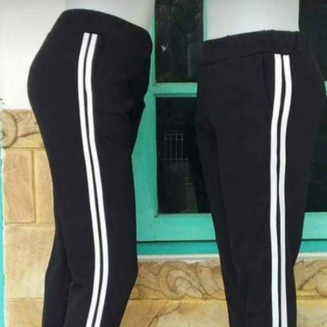 Celana panjang wanita leging double strip celana leging hitam wanita